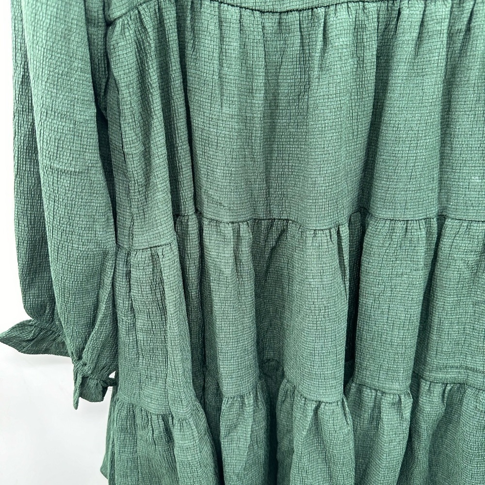 LULUS M long Babydoll Adorable days tiered green cottagecore boho mini dress - Picture 4 of 12
